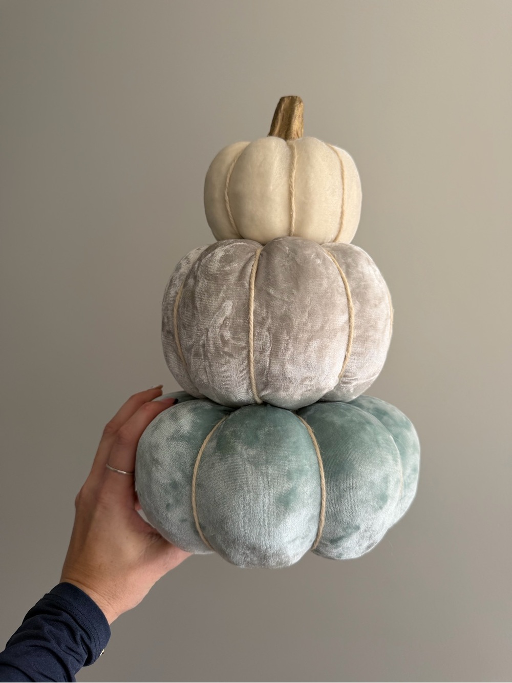 Stacked Velvet Fabric Pumpkin Decor